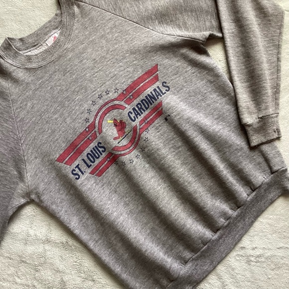 Vintage 80s St. Louis Cardinals Chalk Line Retro Logo MLB Raglan Sweatshirt Sz L - Picture 1 of 17